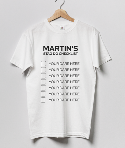 Custom Stag Do Checklist T-Shirt – Add Dares
